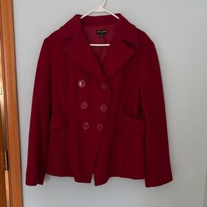 Dark red pea coat